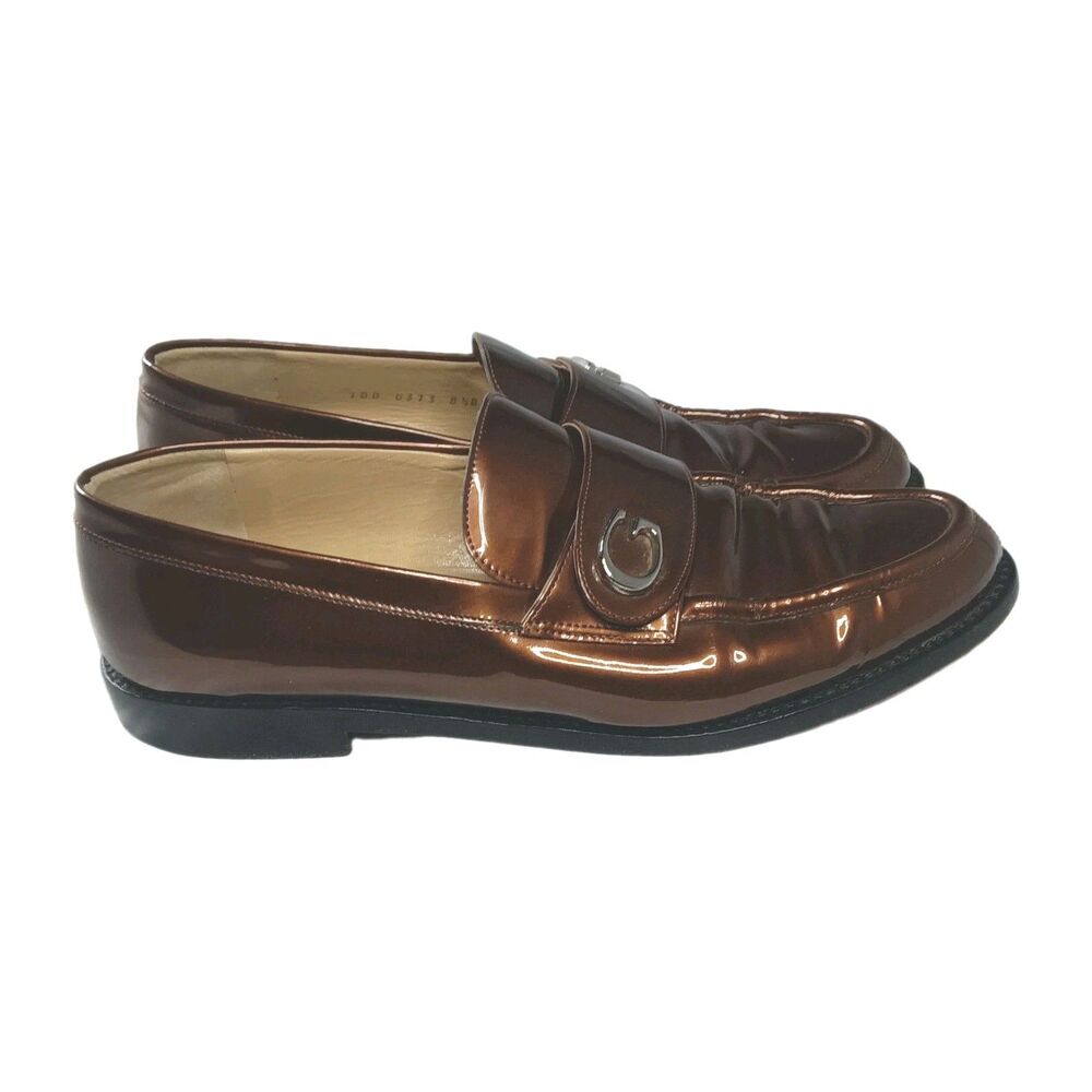 Vintage Gucci Patent Leather Loafer Shoes Womens Size 8.5 B Style 1000373 Brown